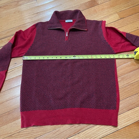 PAL ZILERI Mens Wool Pullover Sweater Size 52 Large 1/4 Zip Elbow Patch Birdseye - Picture 7 of 14
